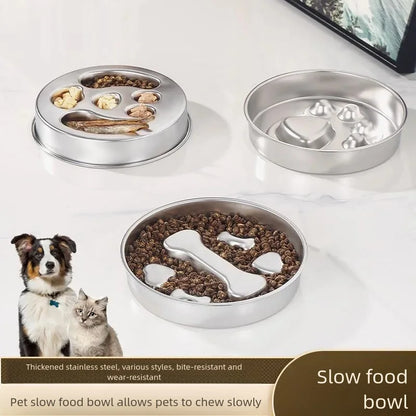 Stainless Steel Non-Slip Slow Feeder Bowl | Anti-Tip Dog & Cat Bowl