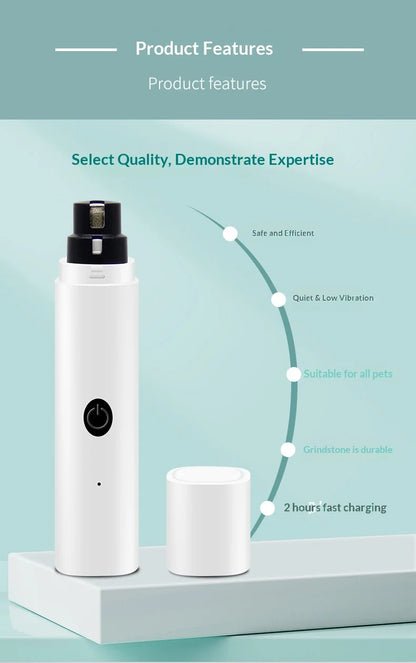 Rechargeable LED Pet Nail Grinder | Quiet Dog & Cat Claw Trimmer