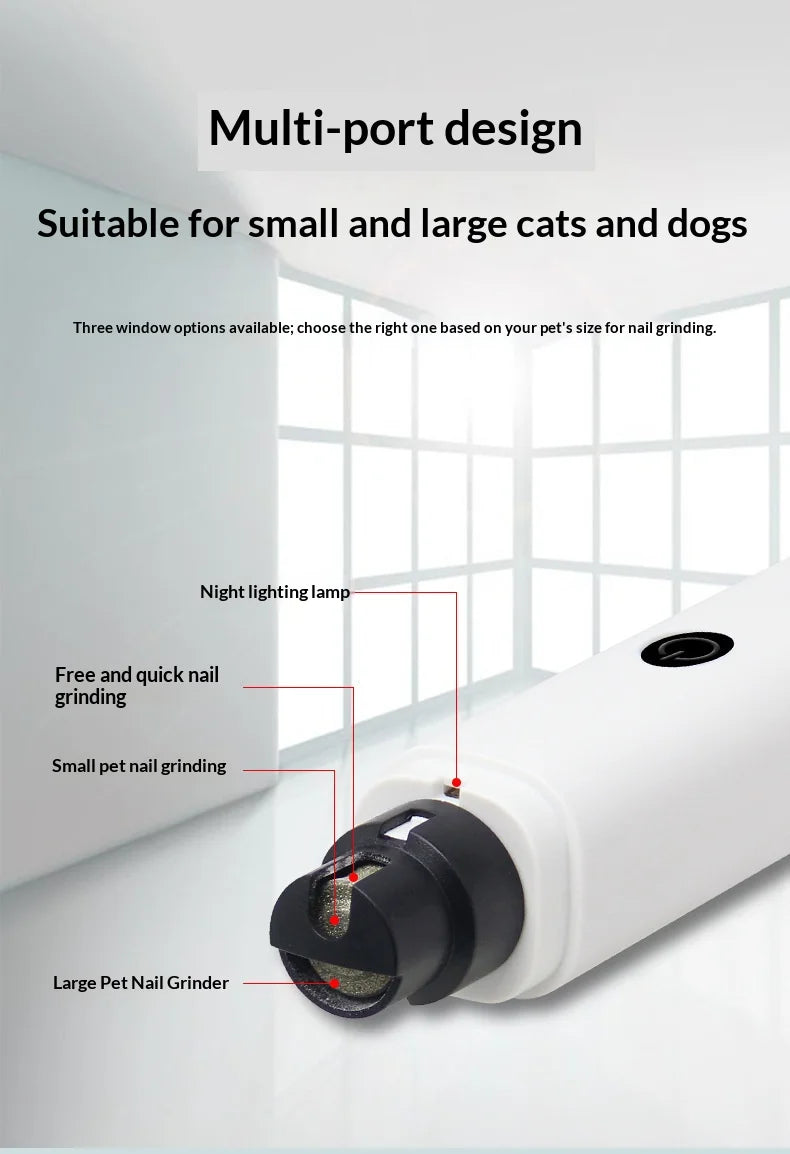 Rechargeable LED Pet Nail Grinder | Quiet Dog & Cat Claw Trimmer