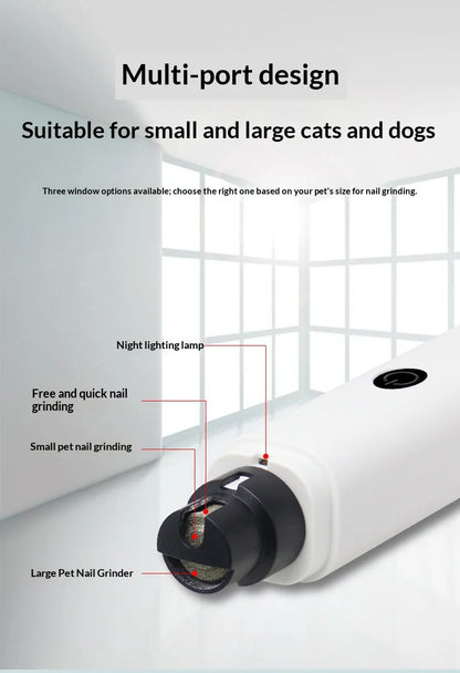 Rechargeable LED Pet Nail Grinder | Quiet Dog & Cat Claw Trimmer