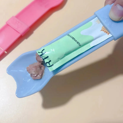 Cat Lickable Treat Squeeze Spoon | Wet Snack Feeder Tool