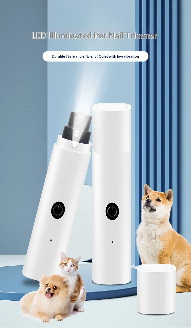Rechargeable LED Pet Nail Grinder | Quiet Dog & Cat Claw Trimmer