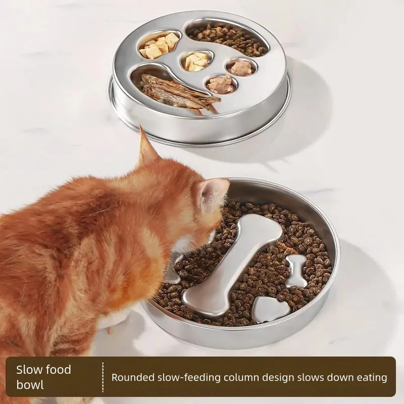 Stainless Steel Non-Slip Slow Feeder Bowl | Anti-Tip Dog & Cat Bowl