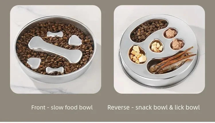 Stainless Steel Non-Slip Slow Feeder Bowl | Anti-Tip Dog & Cat Bowl