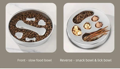 Stainless Steel Non-Slip Slow Feeder Bowl | Anti-Tip Dog & Cat Bowl
