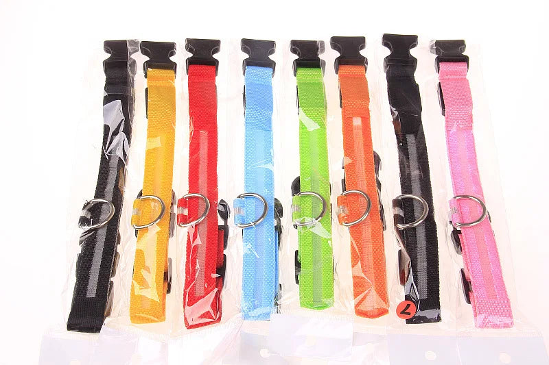 LED Glow In Dark Dog Collar & Leash | Night Safety Luminous Set