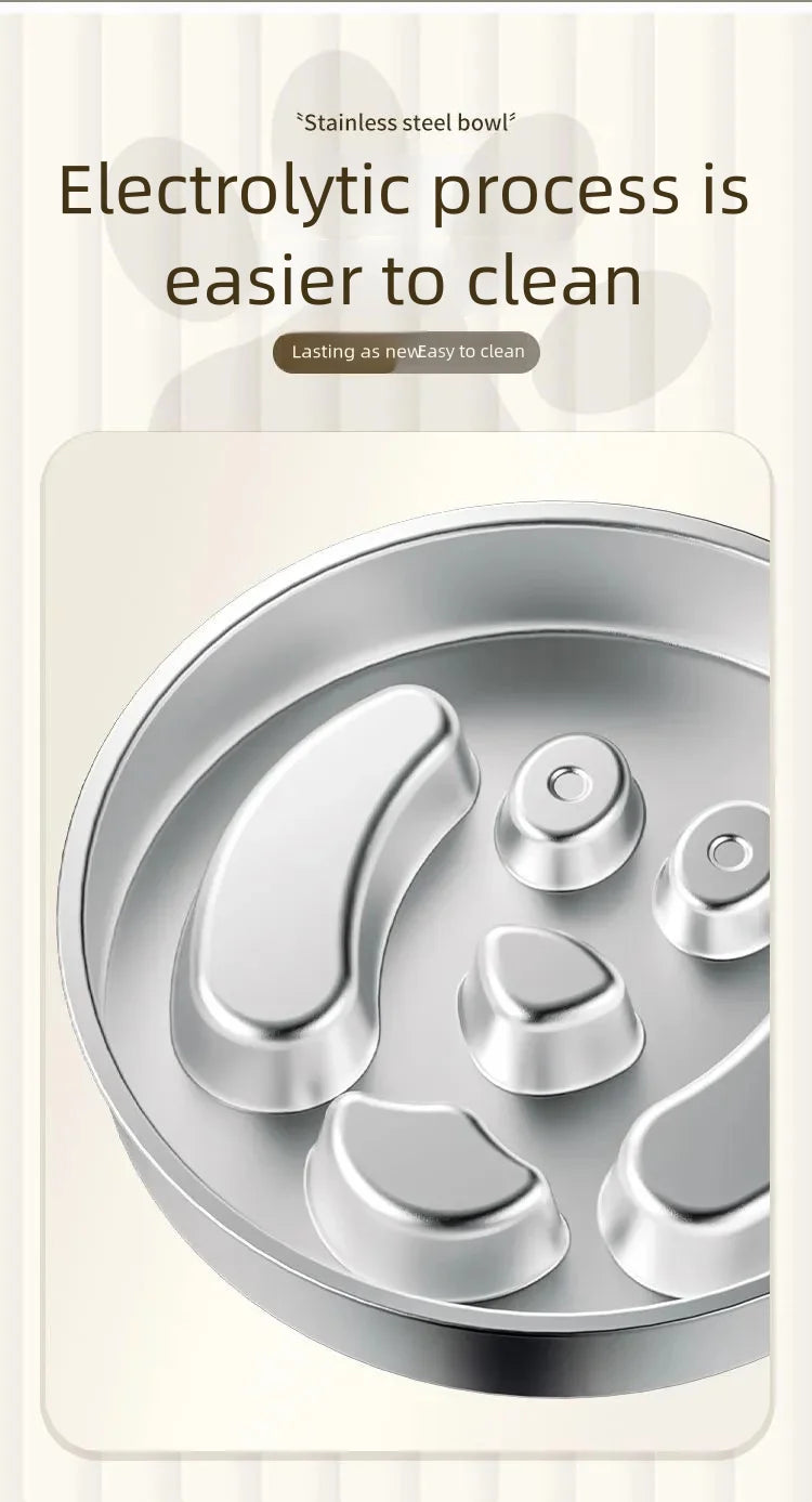 Stainless Steel Non-Slip Slow Feeder Bowl | Anti-Tip Dog & Cat Bowl