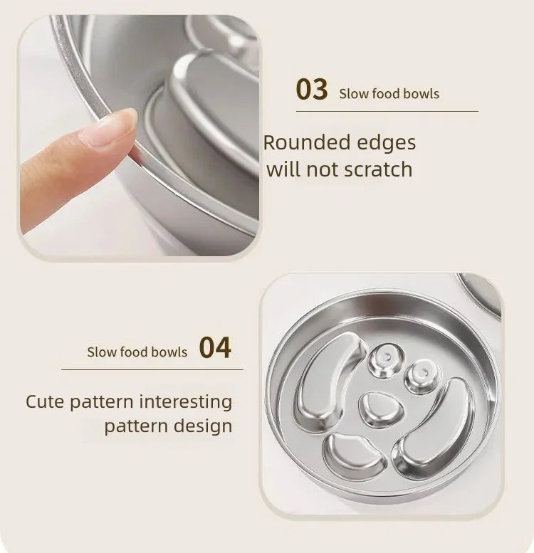 Stainless Steel Non-Slip Slow Feeder Bowl | Anti-Tip Dog & Cat Bowl