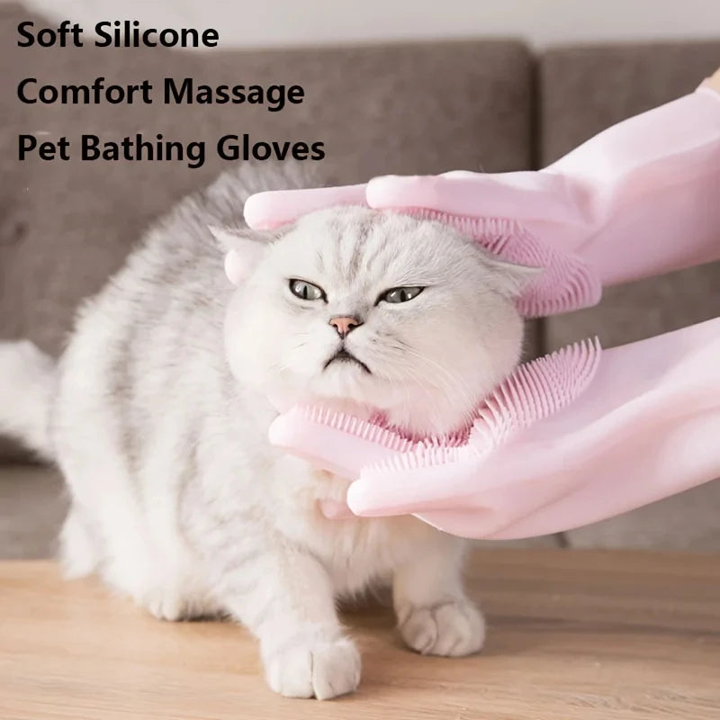 Silicone Pet Grooming Bath Glove | Dog & Cat Hair Remover Scrubber