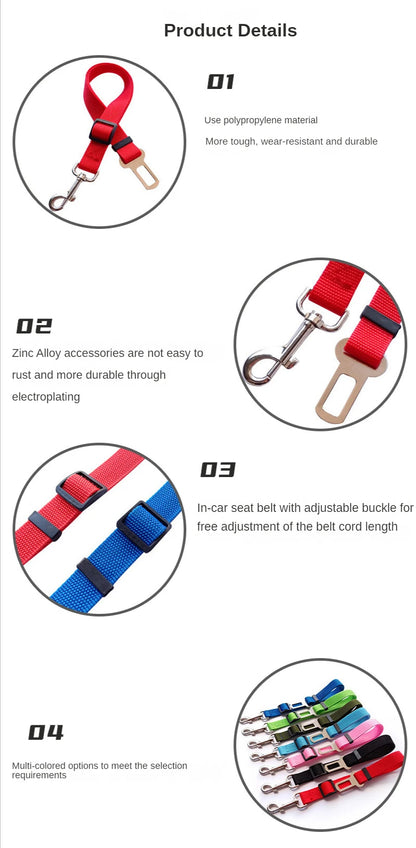 Adjustable Pet Car Seat Belt | Dog & Cat Travel Safety Harness