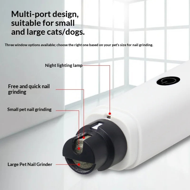 Rechargeable LED Pet Nail Grinder | Quiet Dog & Cat Claw Trimmer