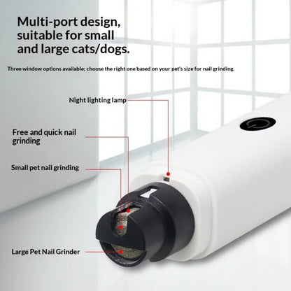 Rechargeable LED Pet Nail Grinder | Quiet Dog & Cat Claw Trimmer