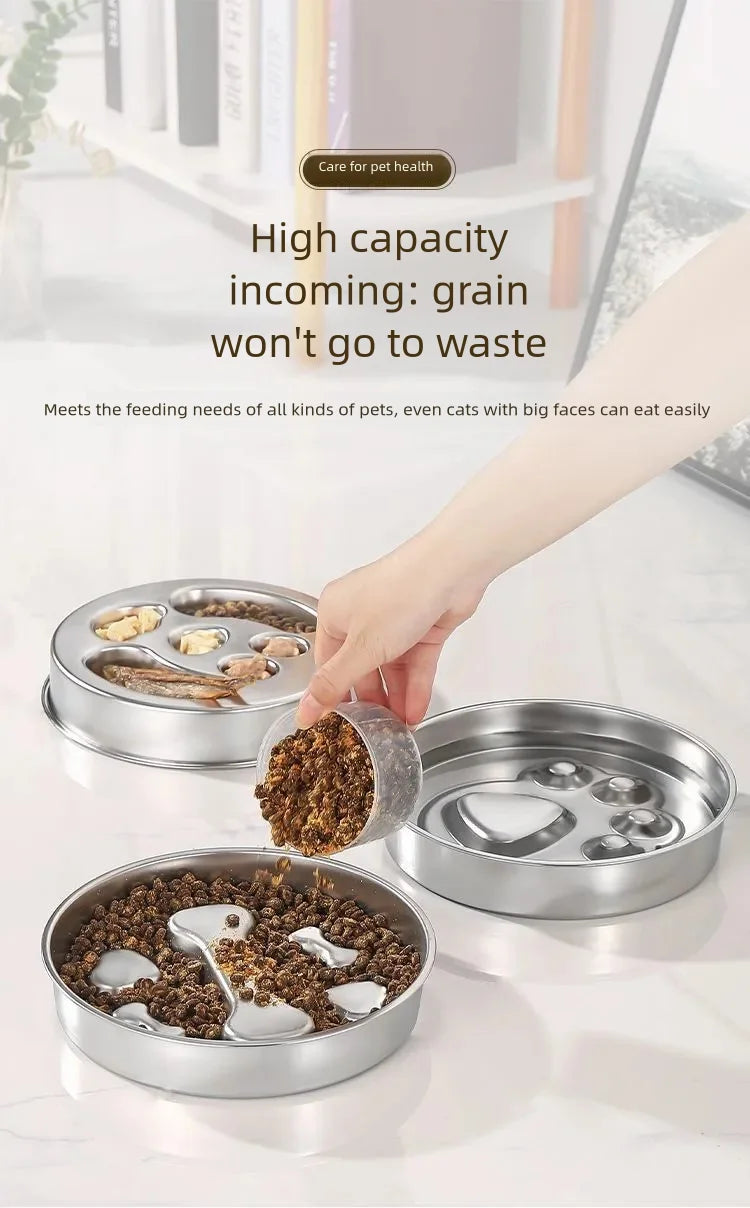 Stainless Steel Non-Slip Slow Feeder Bowl | Anti-Tip Dog & Cat Bowl