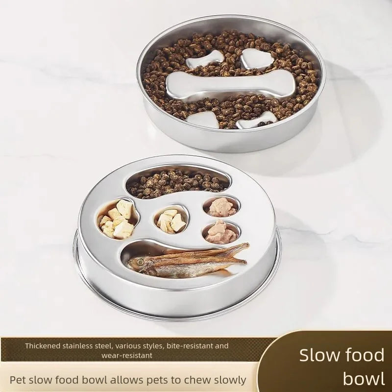 Stainless Steel Non-Slip Slow Feeder Bowl | Anti-Tip Dog & Cat Bowl