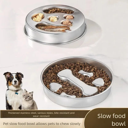 Stainless Steel Non-Slip Slow Feeder Bowl | Anti-Tip Dog & Cat Bowl