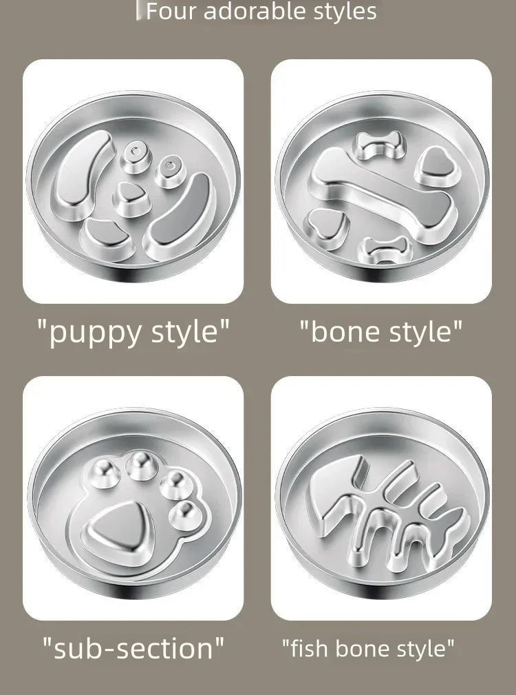 Stainless Steel Non-Slip Slow Feeder Bowl | Anti-Tip Dog & Cat Bowl