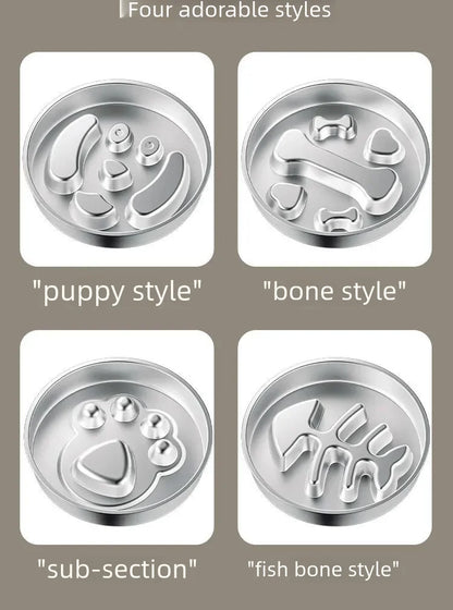 Stainless Steel Non-Slip Slow Feeder Bowl | Anti-Tip Dog & Cat Bowl