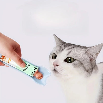 Cat Lickable Treat Squeeze Spoon | Wet Snack Feeder Tool