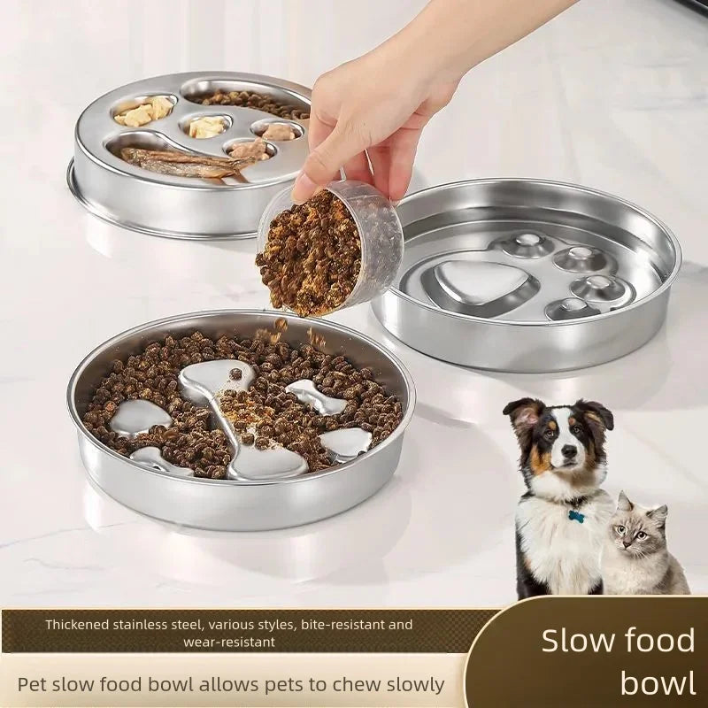 Stainless Steel Non-Slip Slow Feeder Bowl | Anti-Tip Dog & Cat Bowl