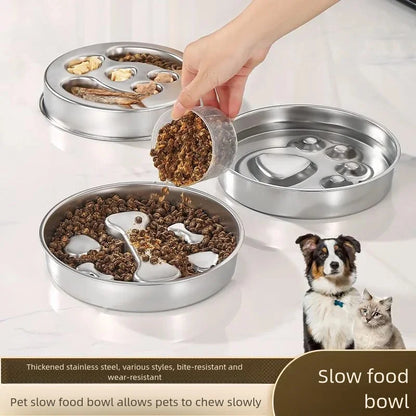 Stainless Steel Non-Slip Slow Feeder Bowl | Anti-Tip Dog & Cat Bowl