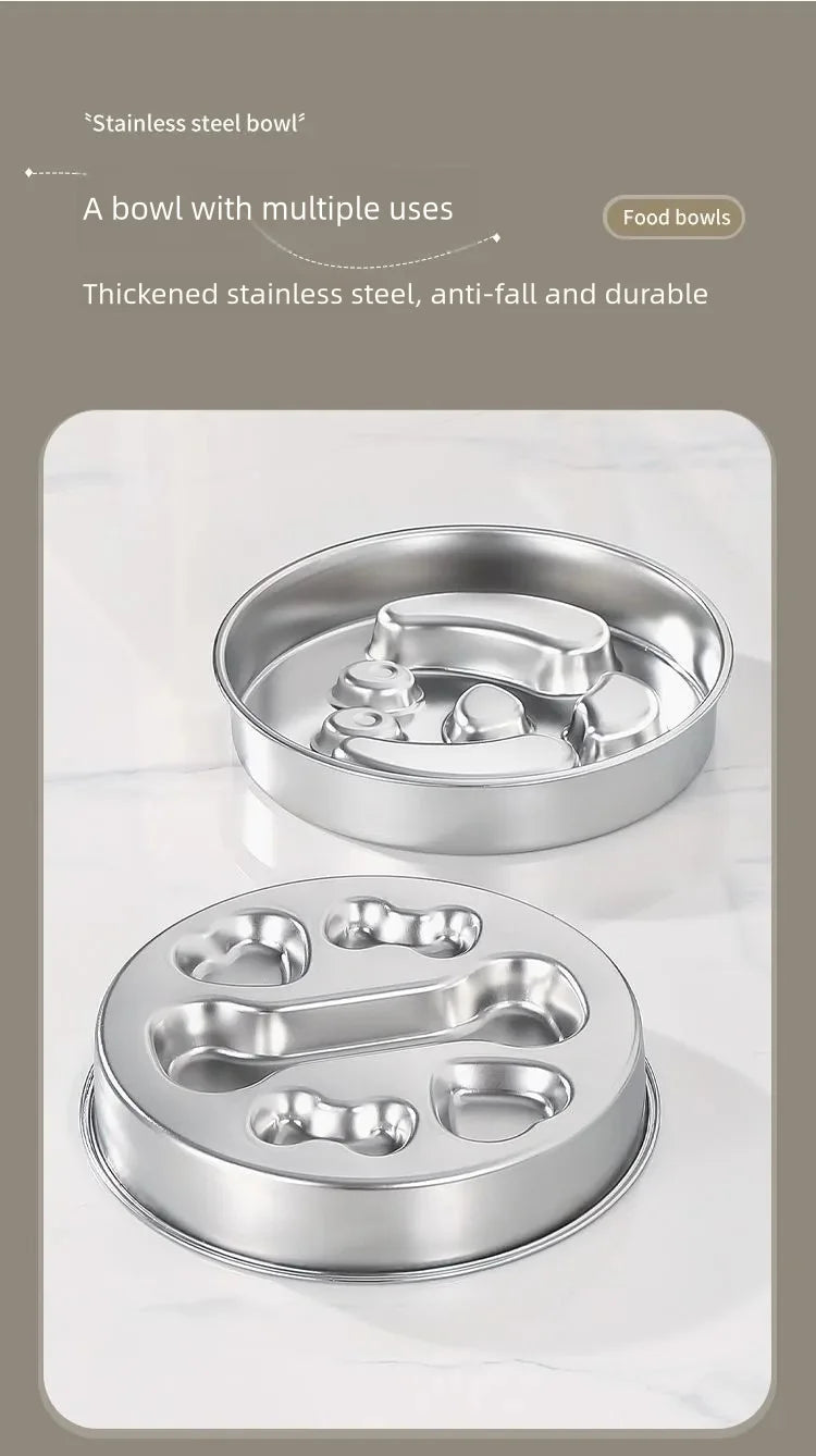 Stainless Steel Non-Slip Slow Feeder Bowl | Anti-Tip Dog & Cat Bowl