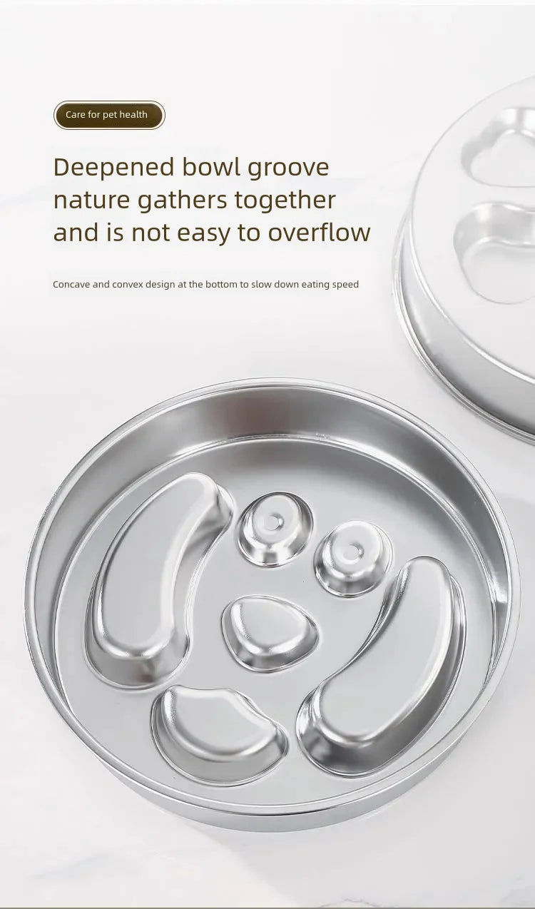 Stainless Steel Non-Slip Slow Feeder Bowl | Anti-Tip Dog & Cat Bowl