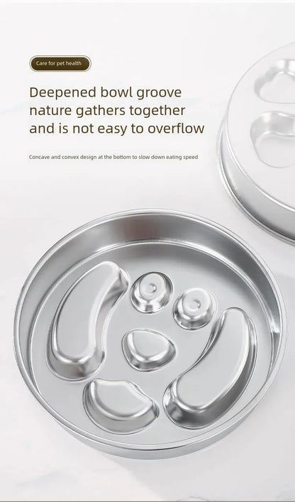 Stainless Steel Non-Slip Slow Feeder Bowl | Anti-Tip Dog & Cat Bowl