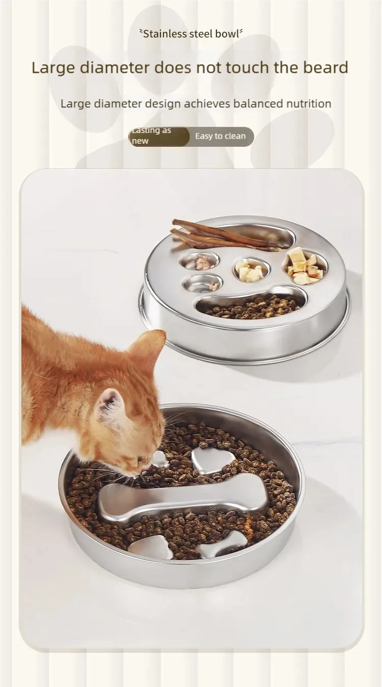 Stainless Steel Non-Slip Slow Feeder Bowl | Anti-Tip Dog & Cat Bowl