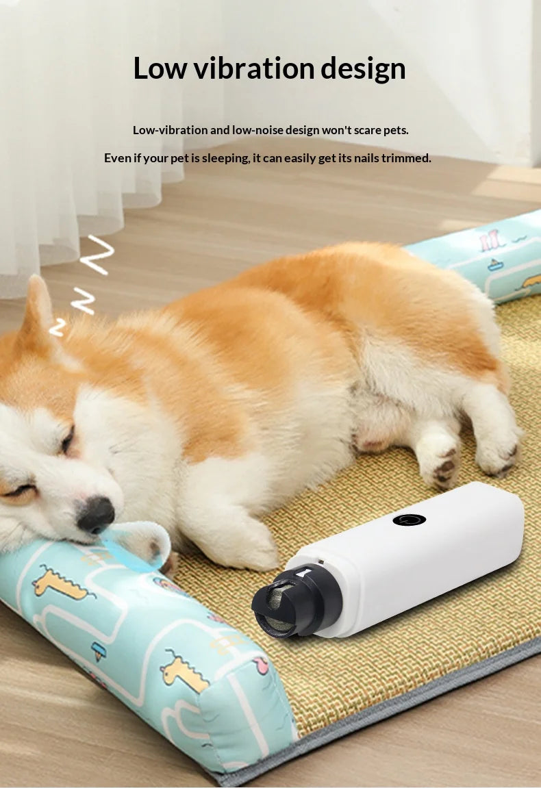Rechargeable LED Pet Nail Grinder | Quiet Dog & Cat Claw Trimmer