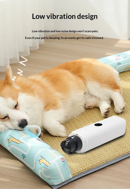 Rechargeable LED Pet Nail Grinder | Quiet Dog & Cat Claw Trimmer