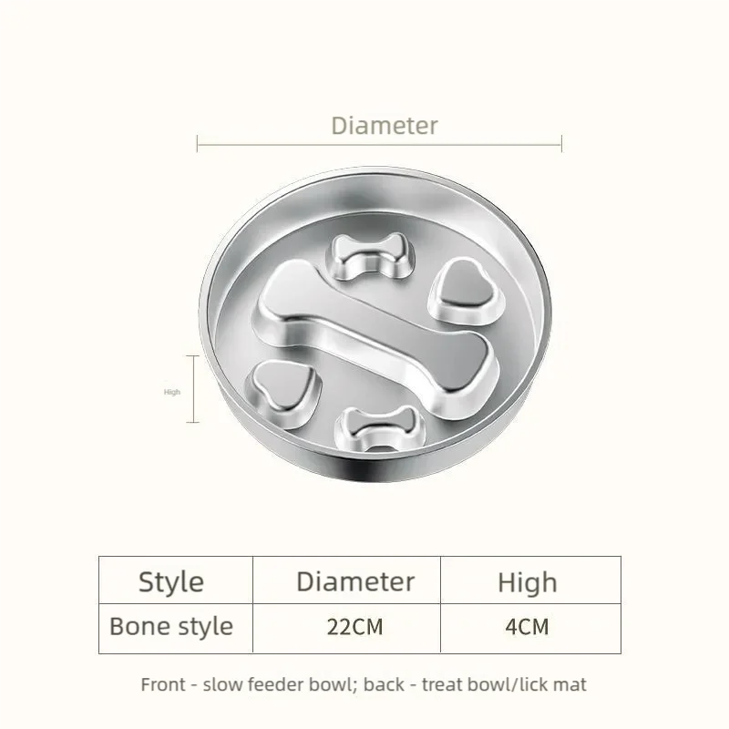 Stainless Steel Non-Slip Slow Feeder Bowl | Anti-Tip Dog & Cat Bowl