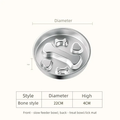 Stainless Steel Non-Slip Slow Feeder Bowl | Anti-Tip Dog & Cat Bowl